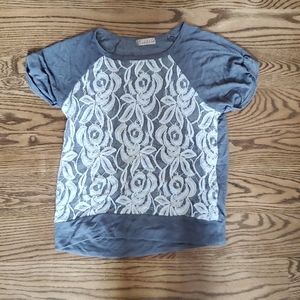 Grey white lace shirt